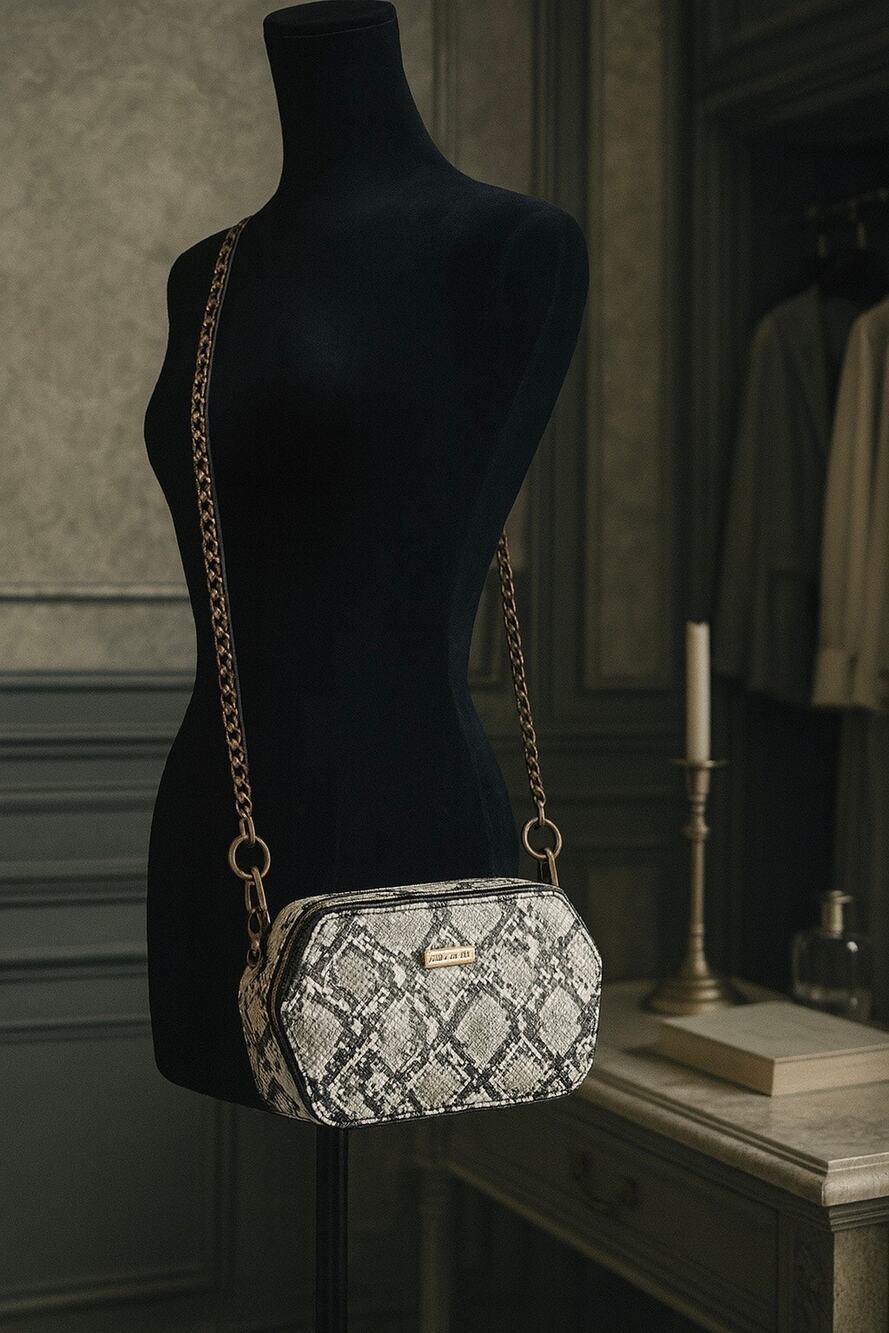 Parchita Petite Python Crossbody Bag - Neutral Snake Hexagon, Dramione Slytherin
